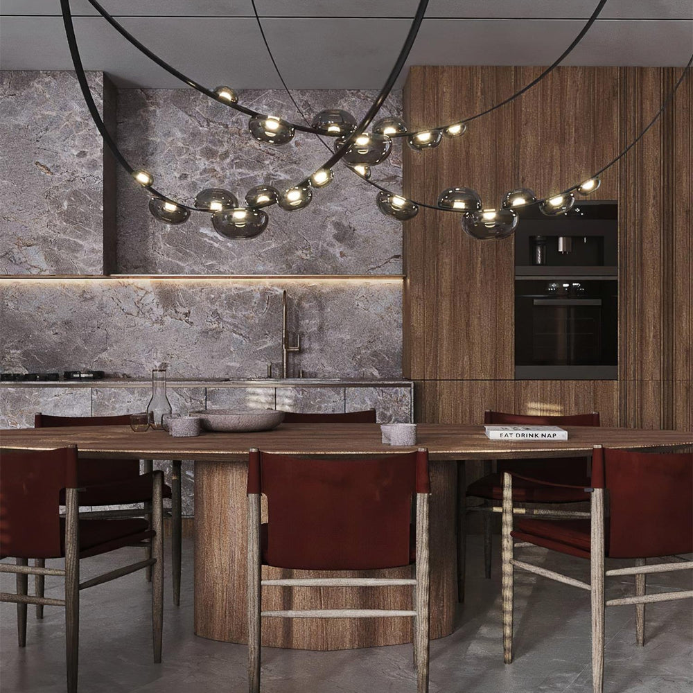 Orvyn Leather Arc Chandelier - Vakkerlight