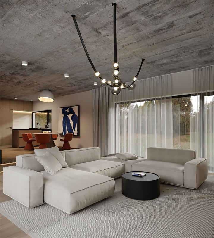 Orvyn Leather Arc Chandelier - Vakkerlight