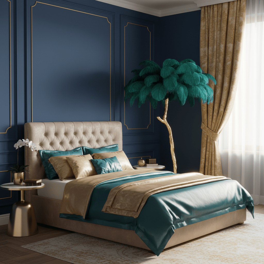 Ostrich Feather Brass Floor Lamp - Vakkerlight