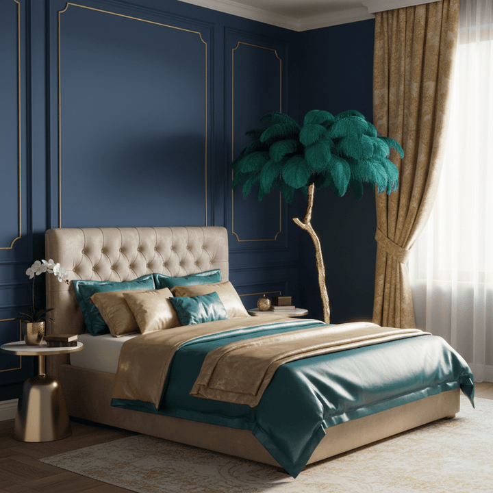 Ostrich Feather Brass Floor Lamp - Vakkerlight