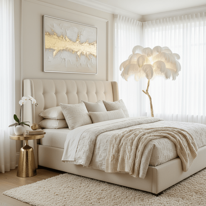 Ostrich Feather Brass Floor Lamp - Vakkerlight