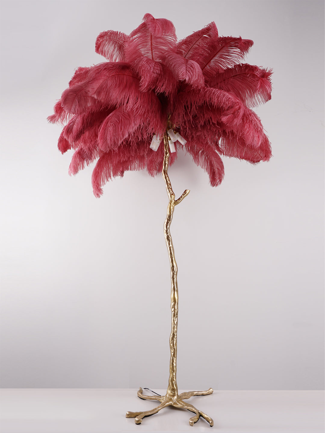 Ostrich Feather Brass Floor Lamp