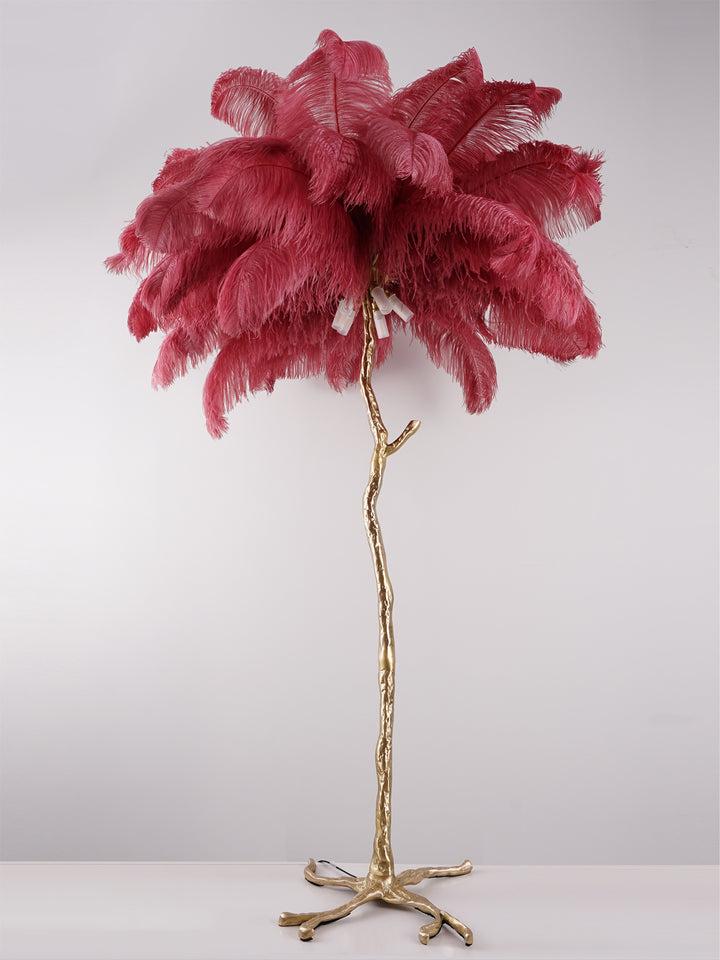 Ostrich Feather Brass Floor Lamp