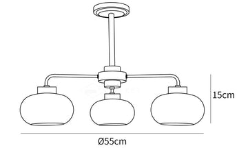 Oval Persimmon Chandelier — Dimension drawings 1