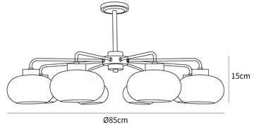 Oval Persimmon Chandelier — Dimension drawings 3