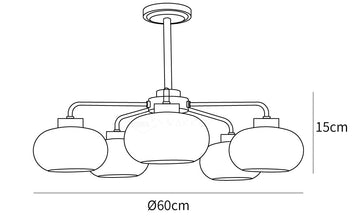 Oval Persimmon Chandelier — Dimension drawings 2