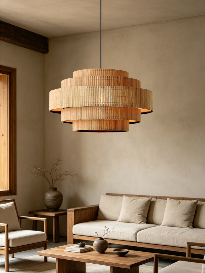 Pagoda Woven Bamboo Chandelier