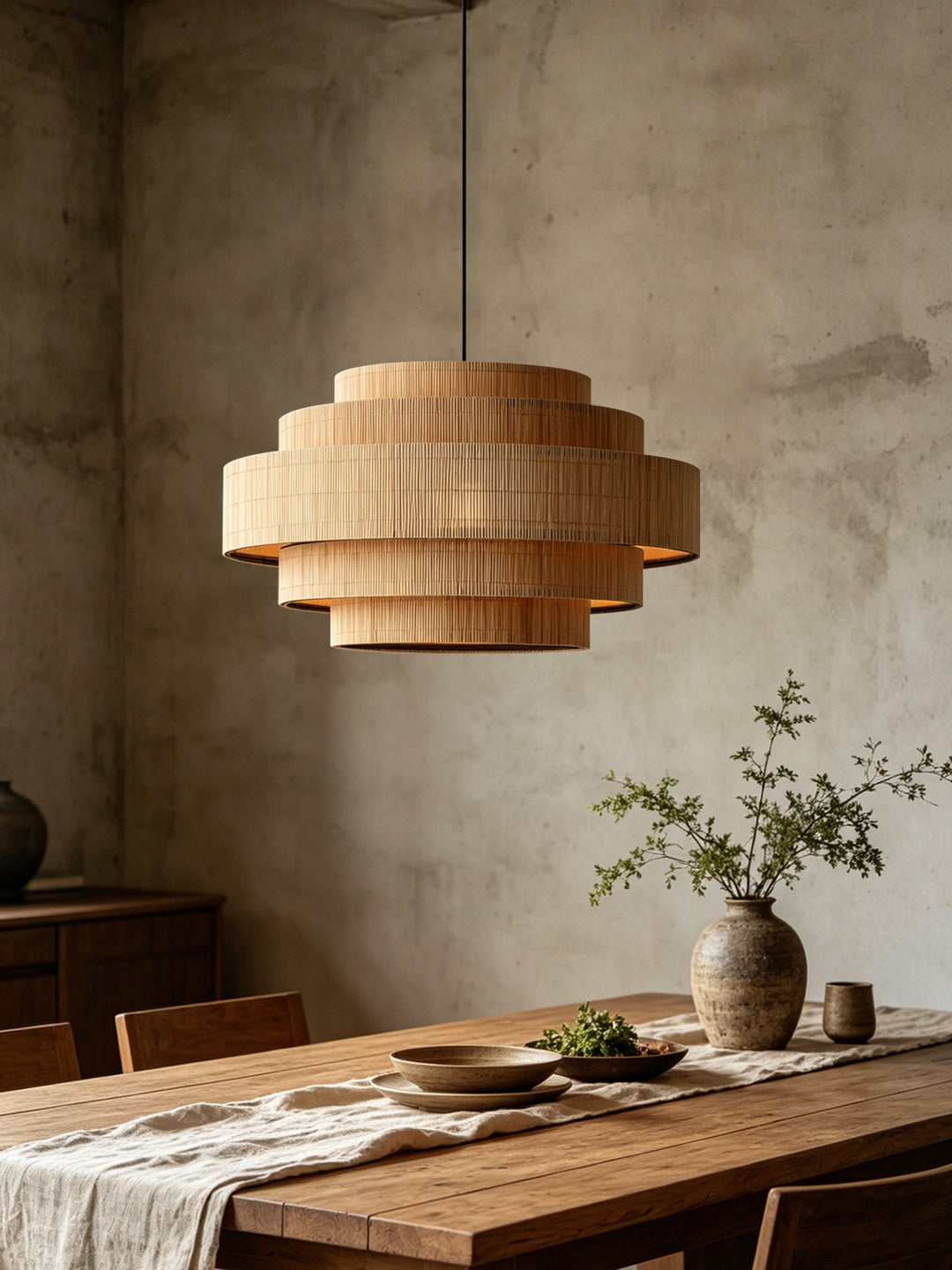 Pagoda Woven Bamboo Chandelier