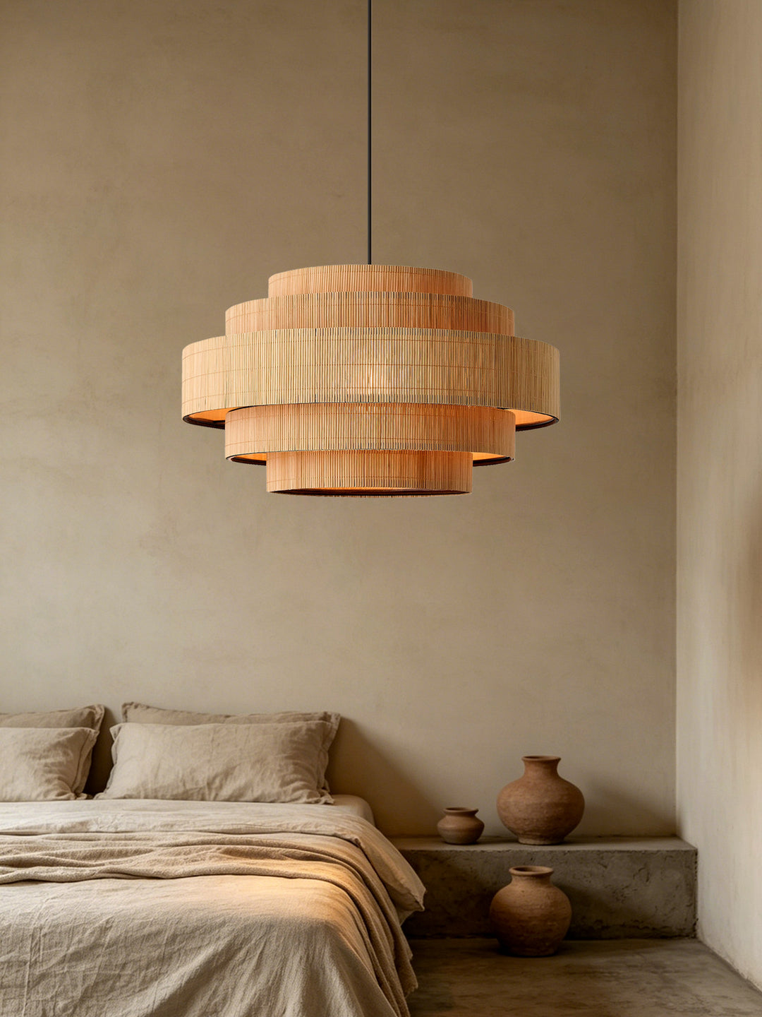 Pagoda Woven Bamboo Chandelier