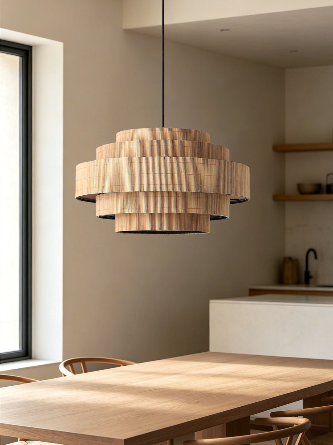 Pagoda Woven Bamboo Chandelier