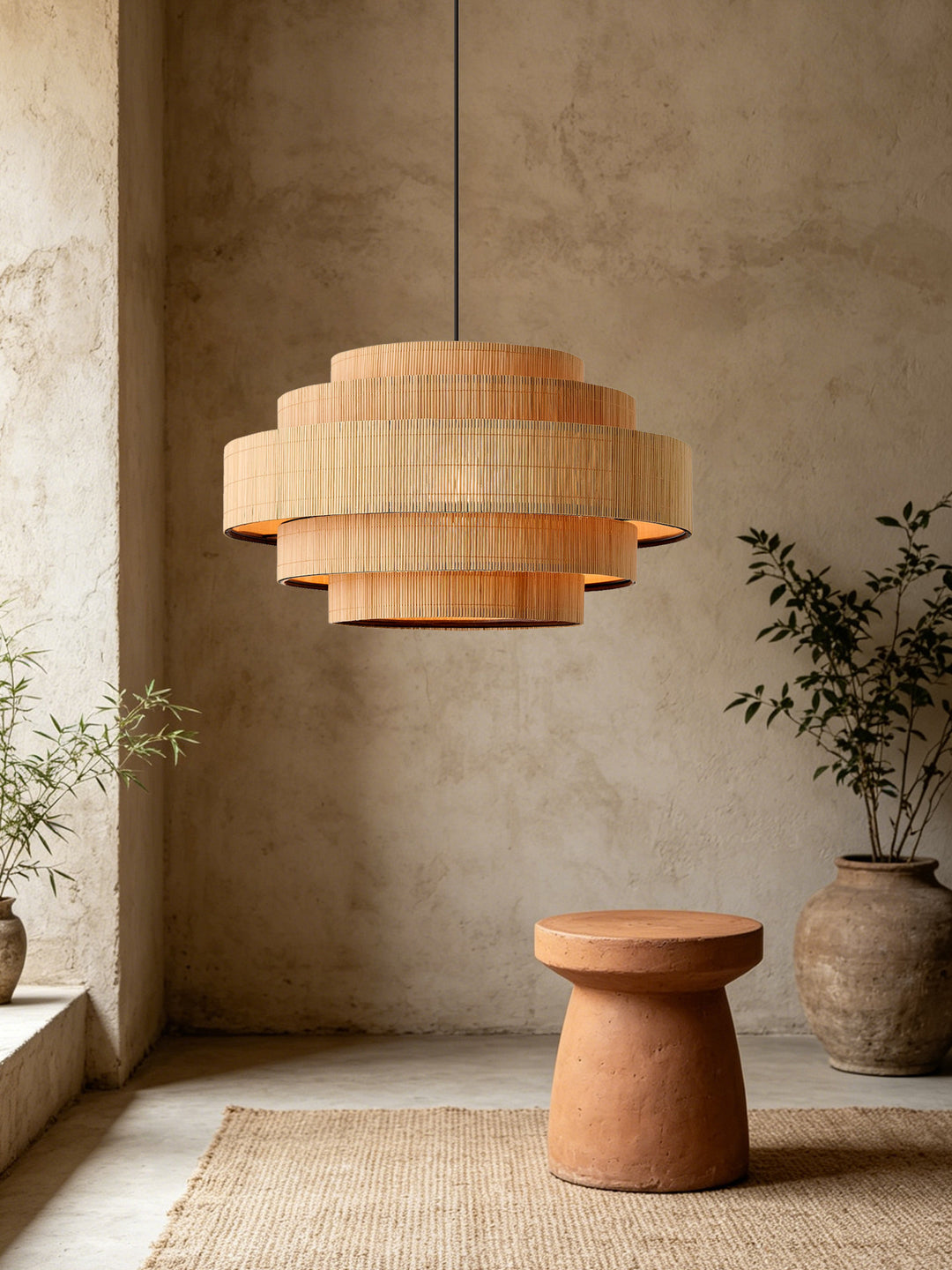 Pagoda Woven Bamboo Chandelier