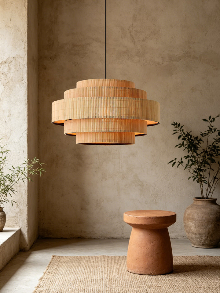 Pagoda Woven Bamboo Chandelier