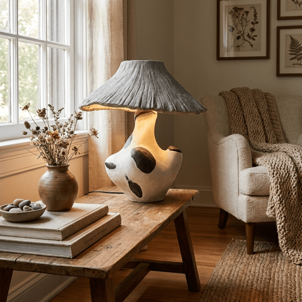 Pebble - Inlay Sculptural Plaster Table Lamp - Vakkerlight