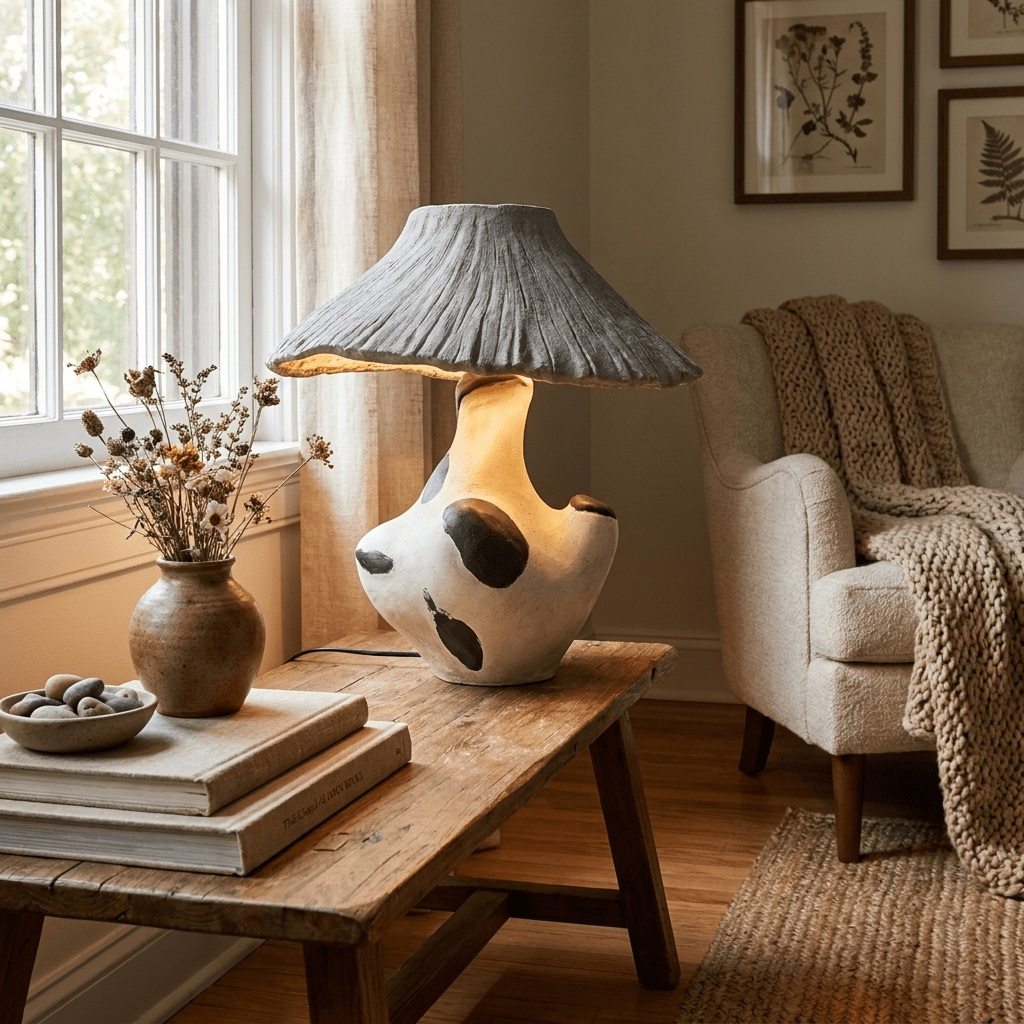 Pebble - Inlay Sculptural Plaster Table Lamp - Vakkerlight