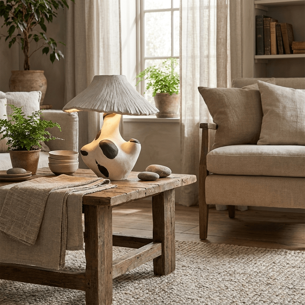 Pebble - Inlay Sculptural Plaster Table Lamp - Vakkerlight