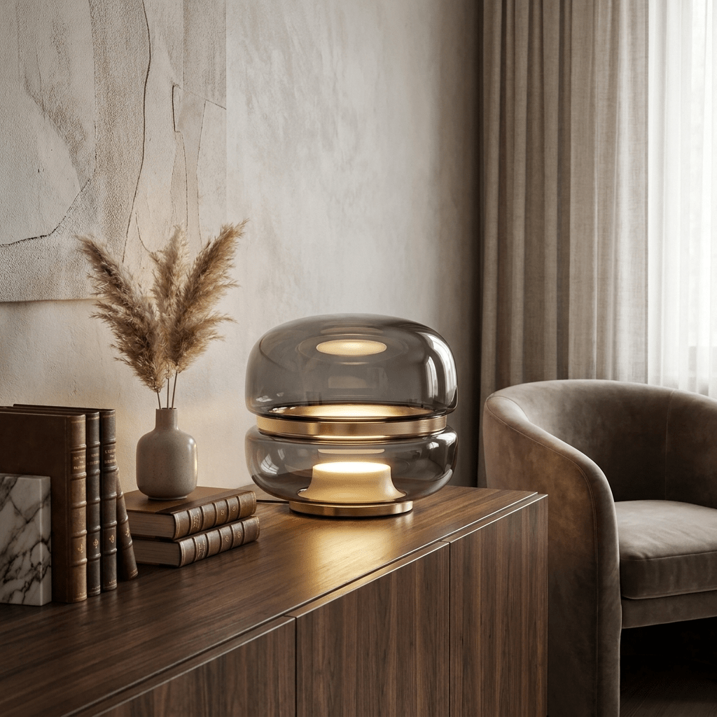 Perla Smoke Glass Table Lamp