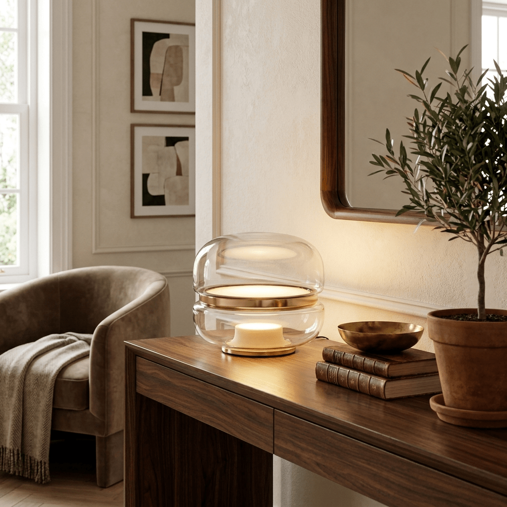 Perla Smoke Glass Table Lamp
