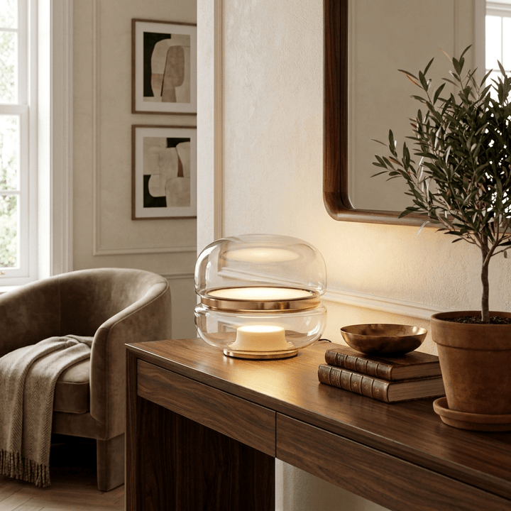 Perla Smoke Glass Table Lamp
