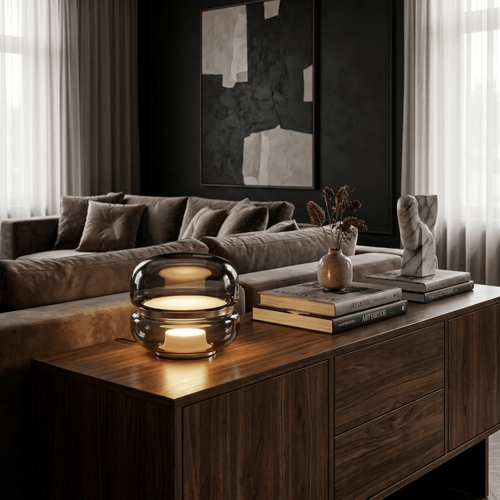 Perla Smoke Glass Table Lamp