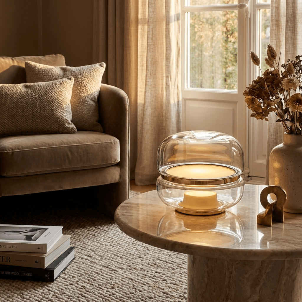 Perla Smoke Glass Table Lamp