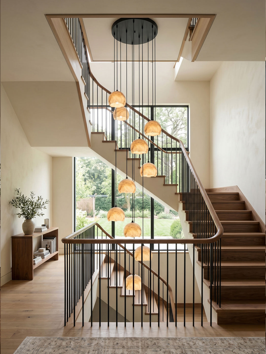 Petal Alabaster Dome Staircase Chandelier - Vakkerlight
