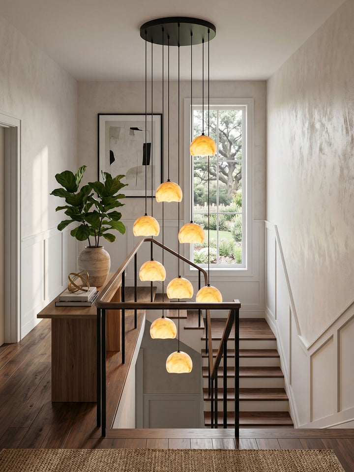 Petal Alabaster Dome Staircase Chandelier - Vakkerlight