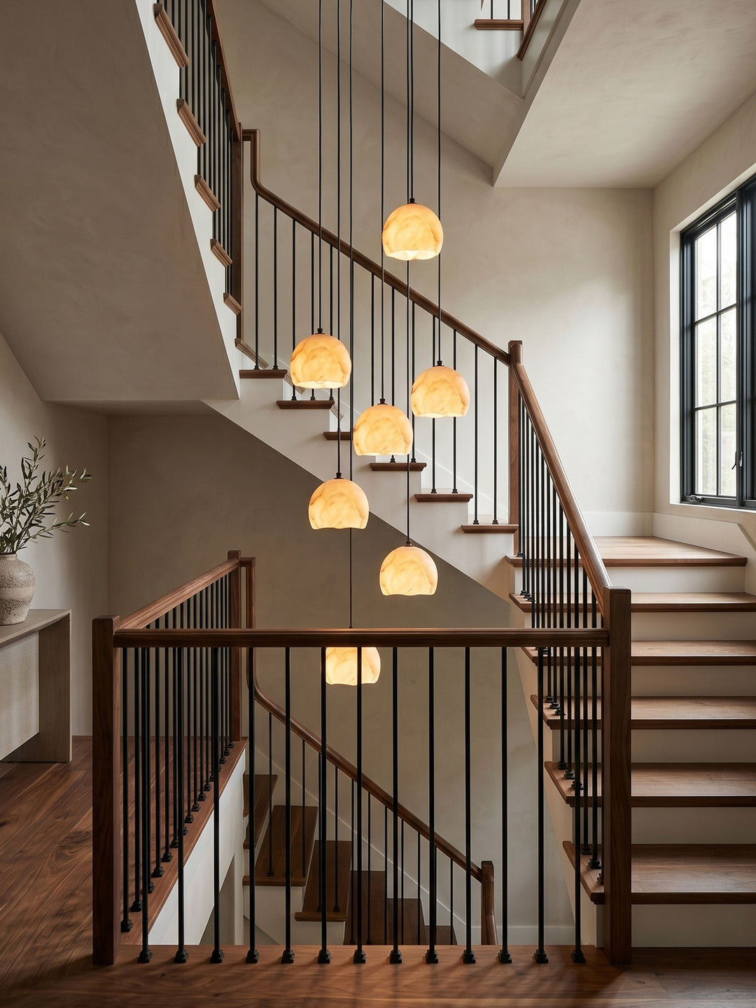 Petal Alabaster Dome Staircase Chandelier - Vakkerlight