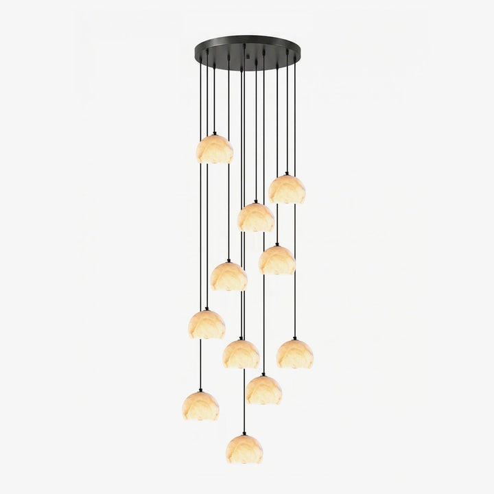 Petal Alabaster Dome Staircase Chandelier - Vakkerlight