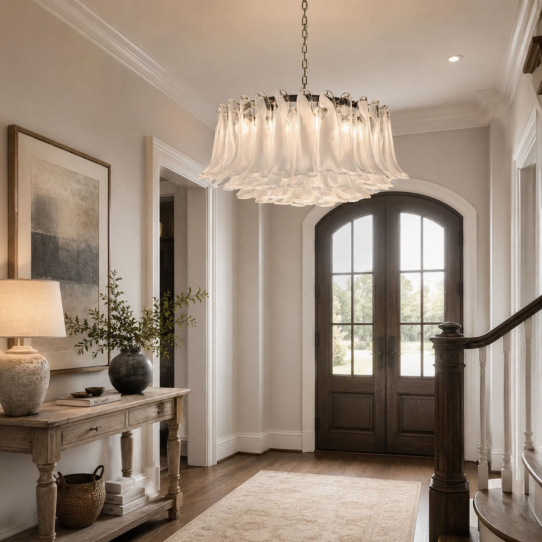 Petals White Glass Chandelier - Vakkerlight