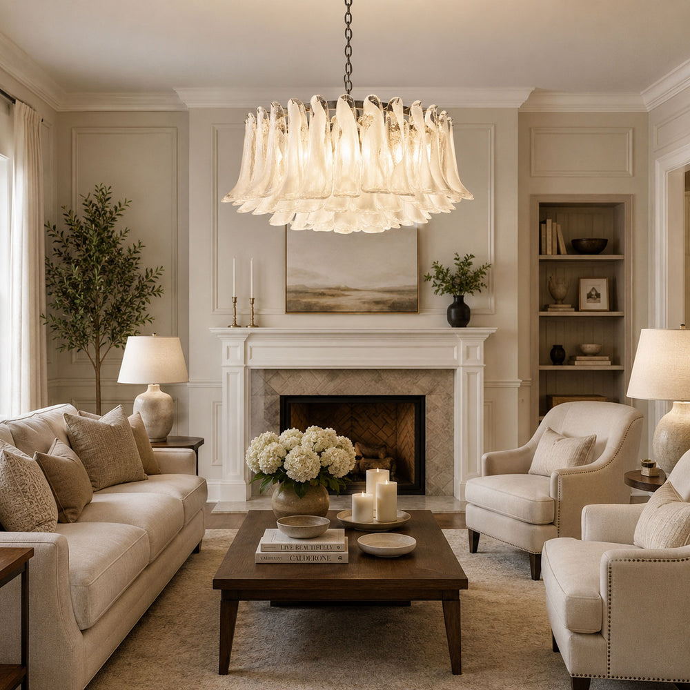 Petals White Glass Chandelier - Vakkerlight