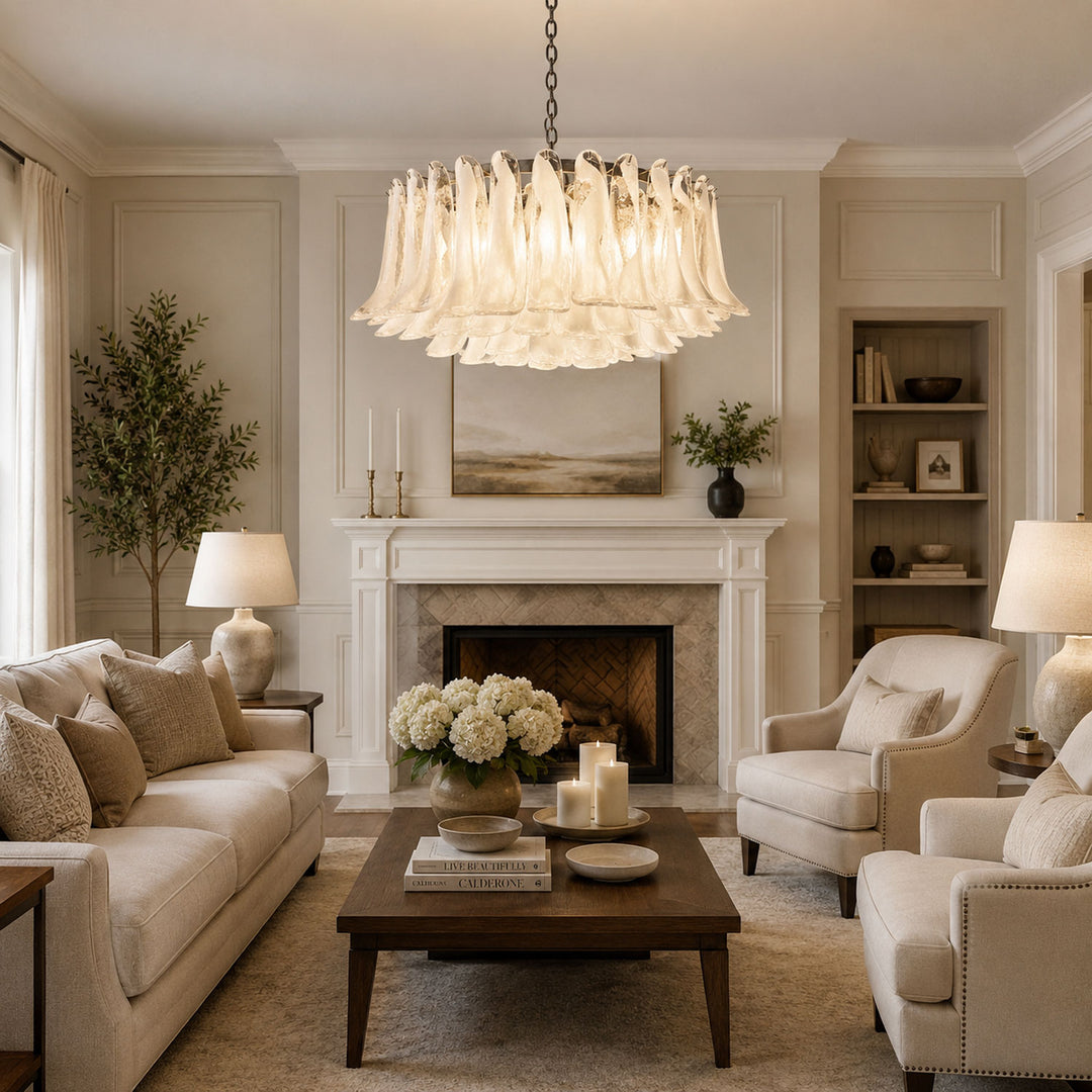 Petals White Glass Chandelier - Vakkerlight