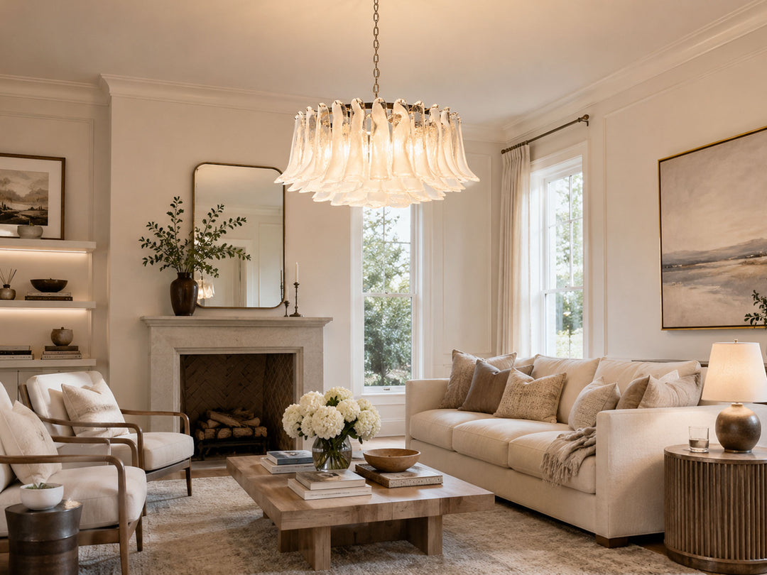 Petals White Glass Chandelier - Vakkerlight