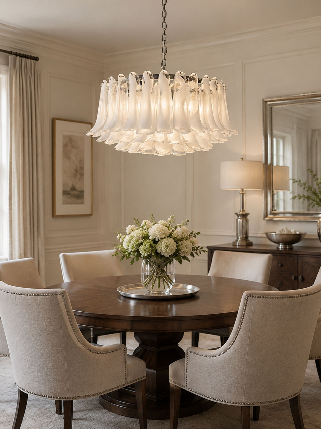 Petals White Glass Chandelier - Vakkerlight
