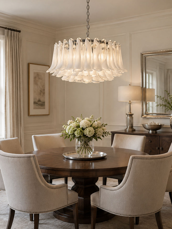 Petals White Glass Chandelier - Vakkerlight