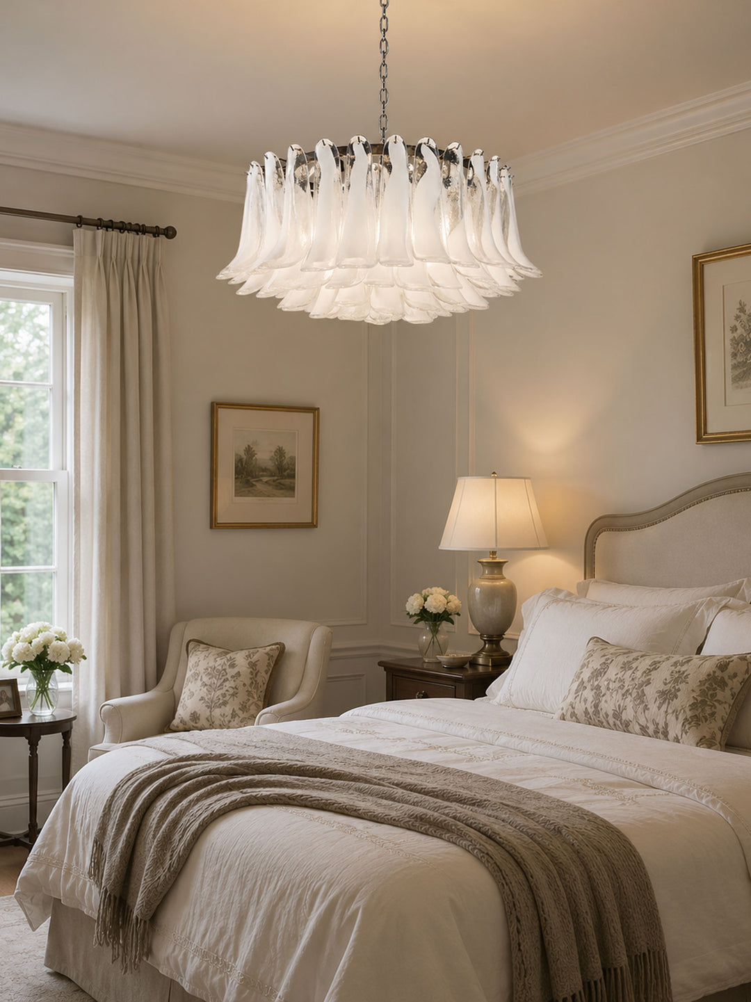 Petals White Glass Chandelier - Vakkerlight