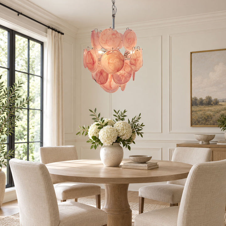 Candelabro Disc Glass Rosa