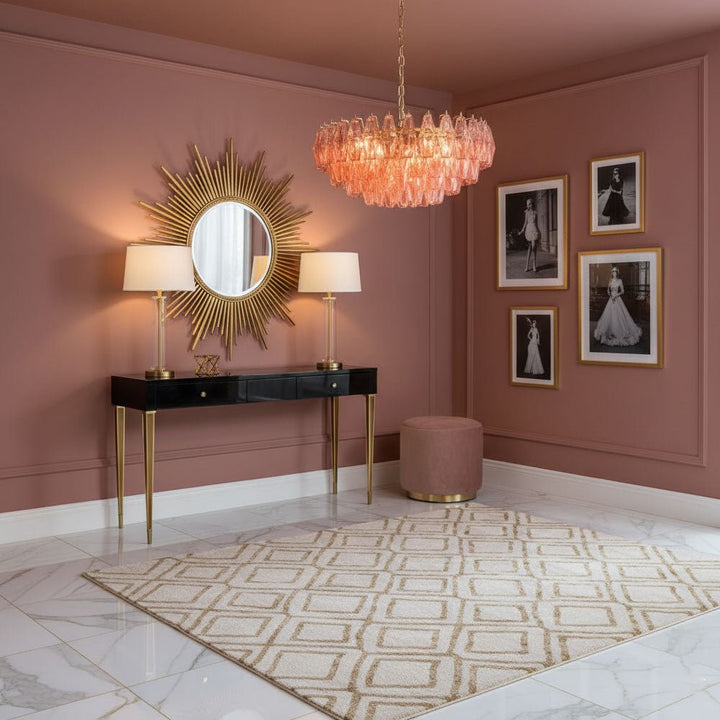Pink Polygon Drop Chandelier - Vakkerlight