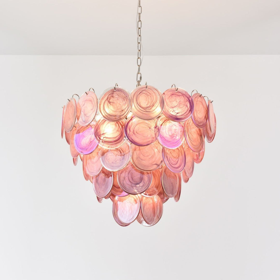 Pink Murano Disc Chandelier - Vakkerlight