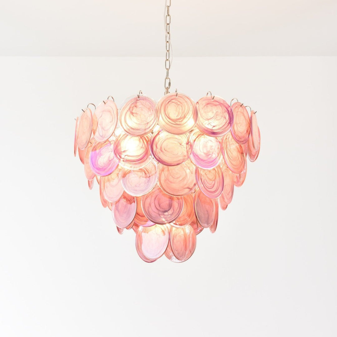 Pink Murano Disc Chandelier - Vakkerlight