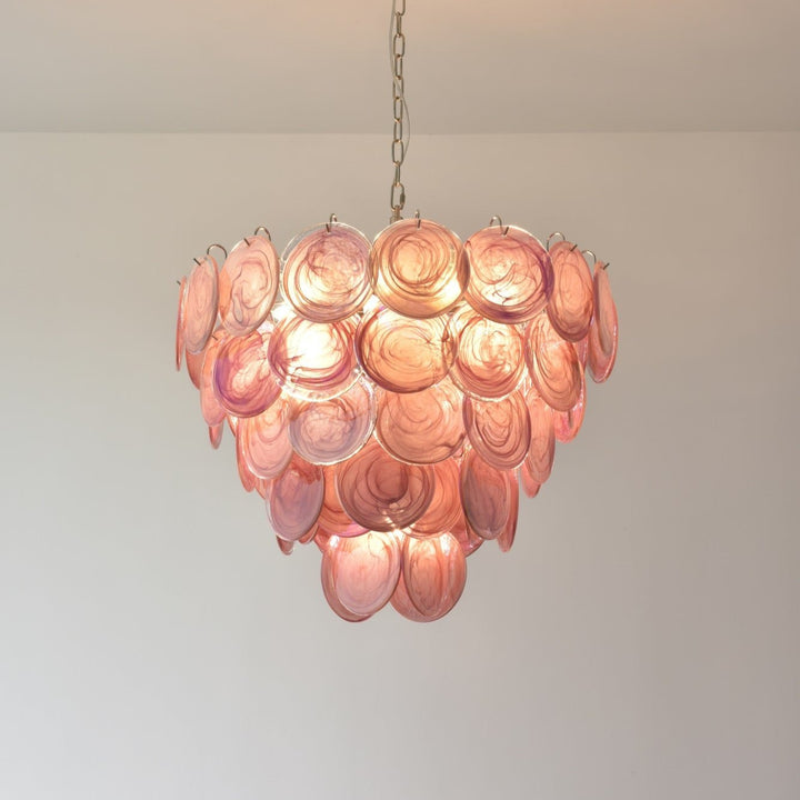 Pink Murano Disc Chandelier - Vakkerlight