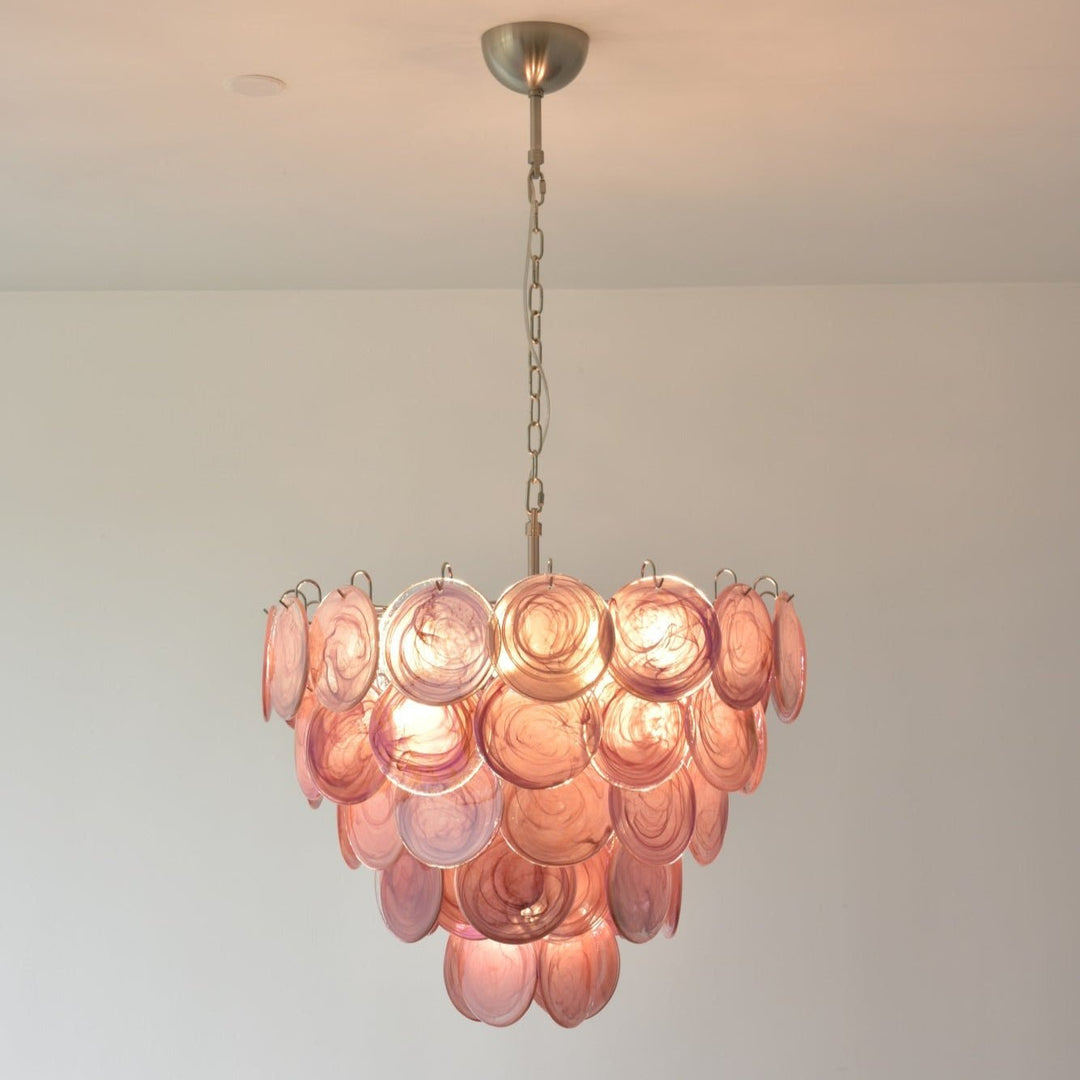 Pink Murano Disc Chandelier - Vakkerlight