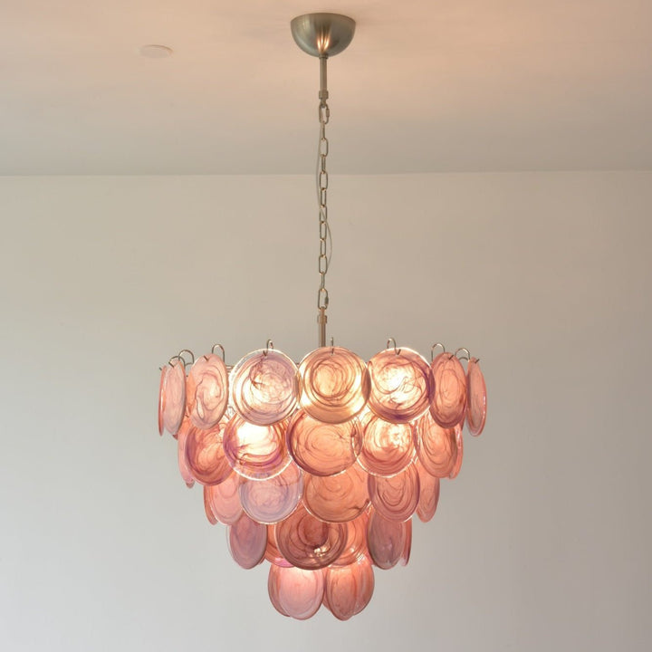 Pink Murano Disc Chandelier - Vakkerlight