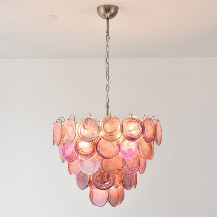 Pink Murano Disc Chandelier - Vakkerlight