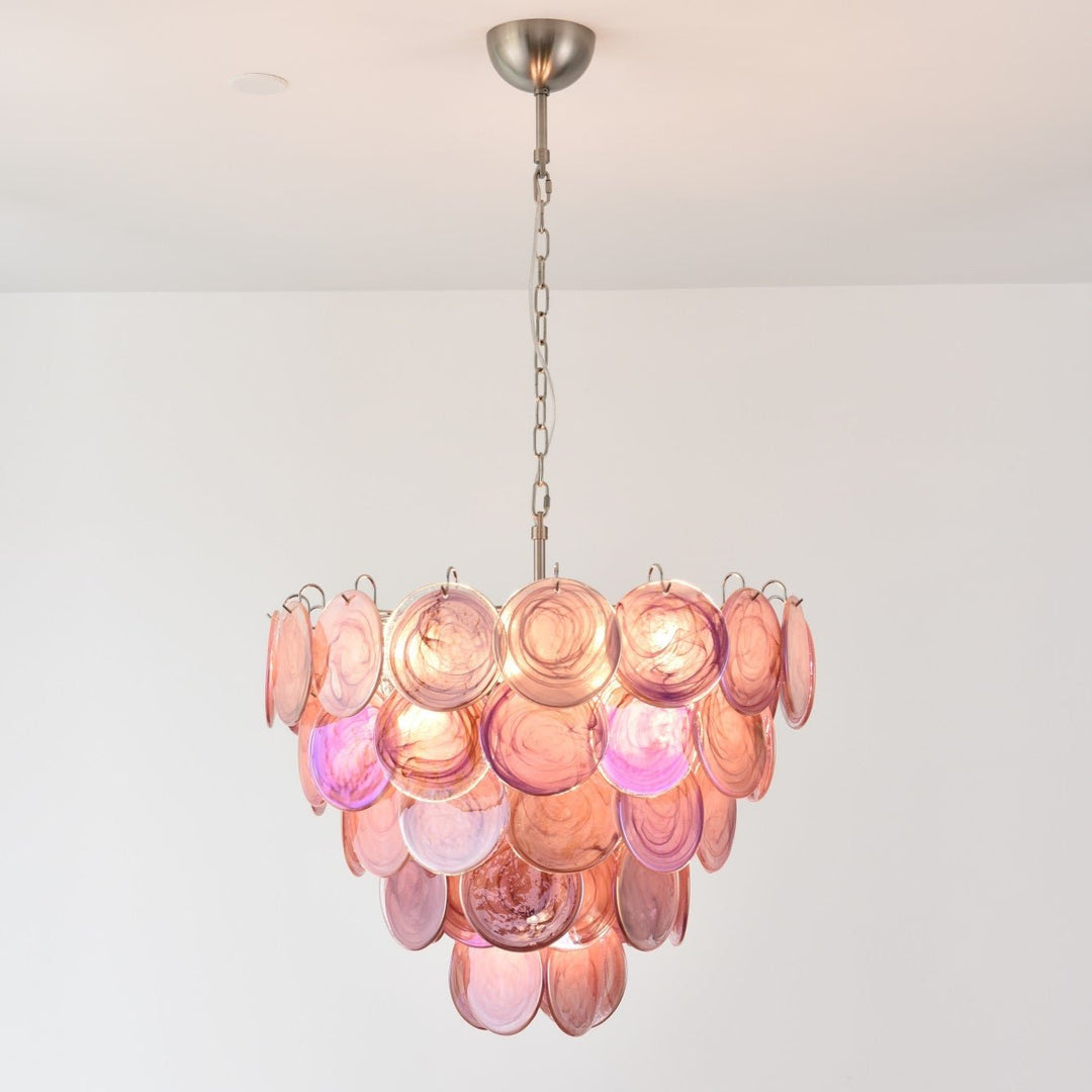 Pink Murano Disc Chandelier - Vakkerlight