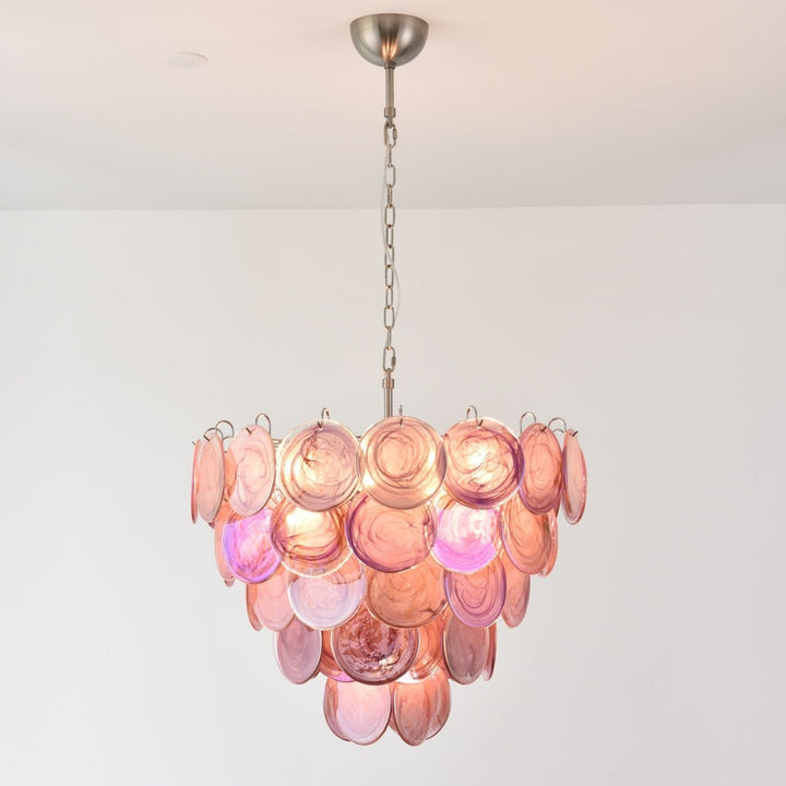 Pink Murano Disc Chandelier - Vakkerlight