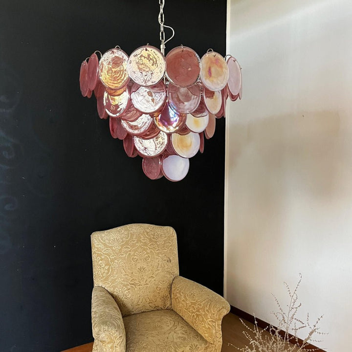 Pink Murano Disc Chandelier - Vakkerlight