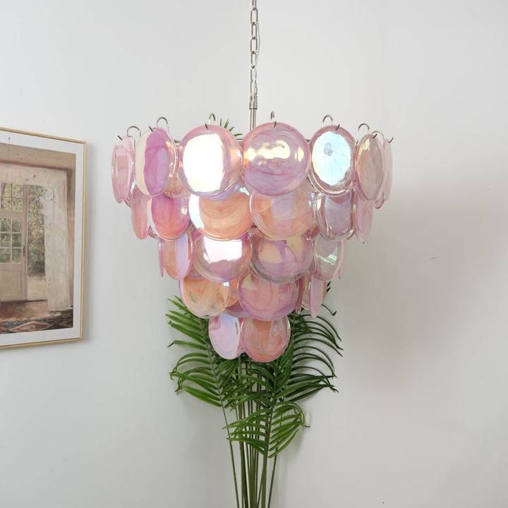 Pink Murano Disc Chandelier - Vakkerlight