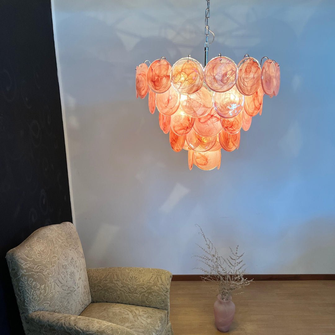 Pink Murano Disc Chandelier - Vakkerlight