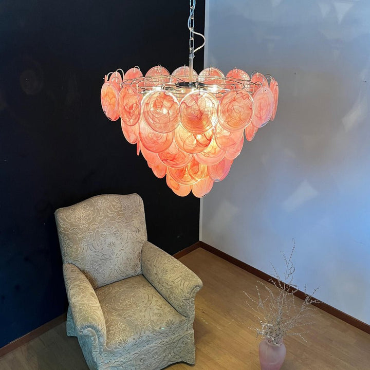 Pink Murano Disc Chandelier - Vakkerlight