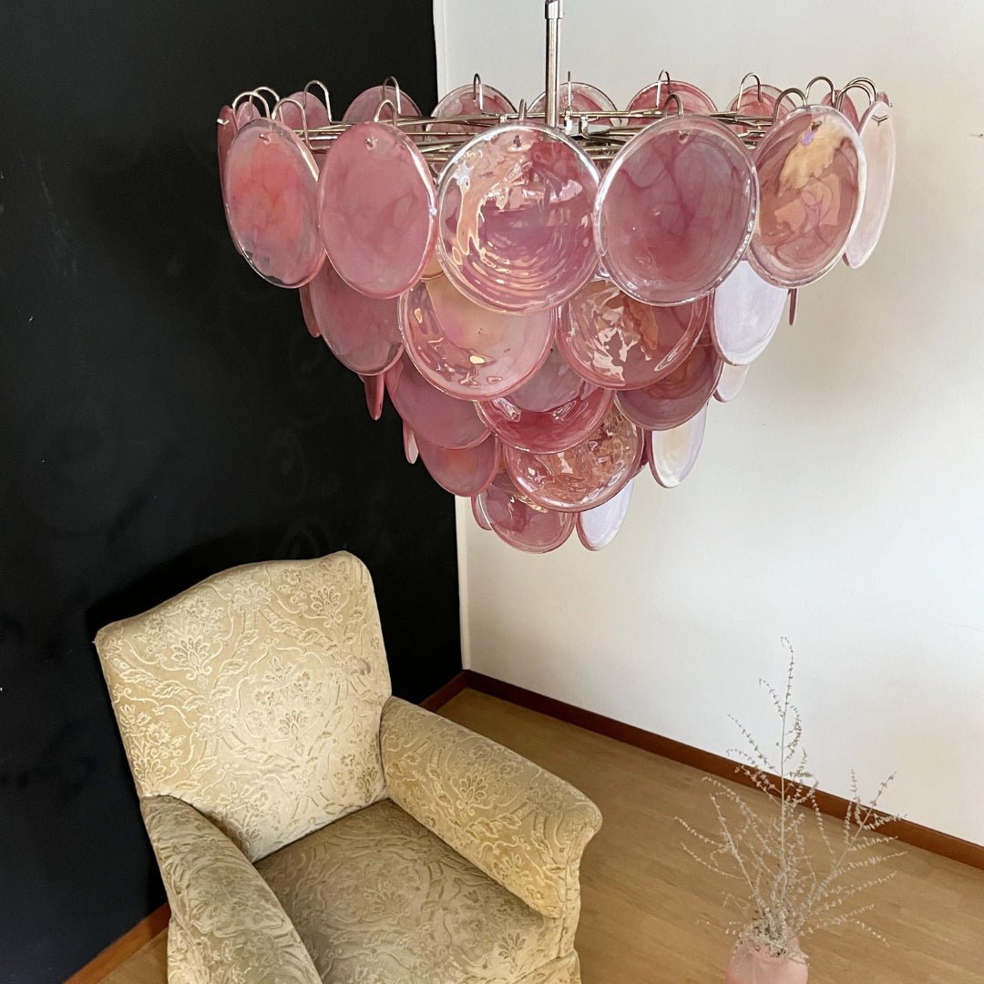 Pink Murano Disc Chandelier - Vakkerlight